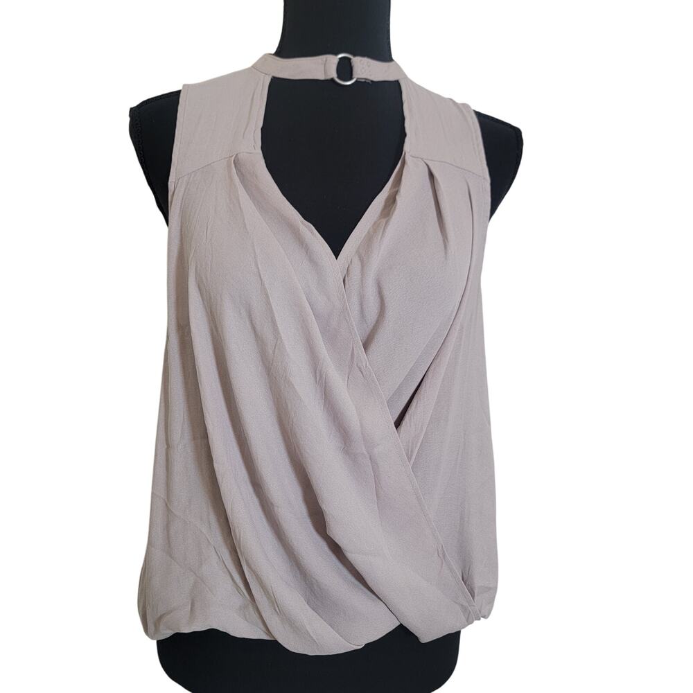Free People‎ Womens So Fine Faux Wrap Choker Top Sleeveless Taupe Sz Small
